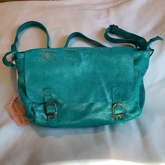 Teal Metallic Leather Bag - Picture 1 of 13